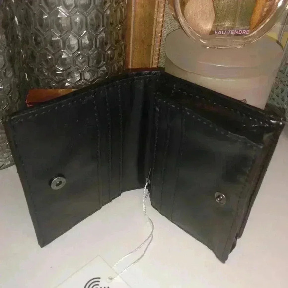 Poppy grey black quilted leather small wallet NWT - Picture 4 of 6